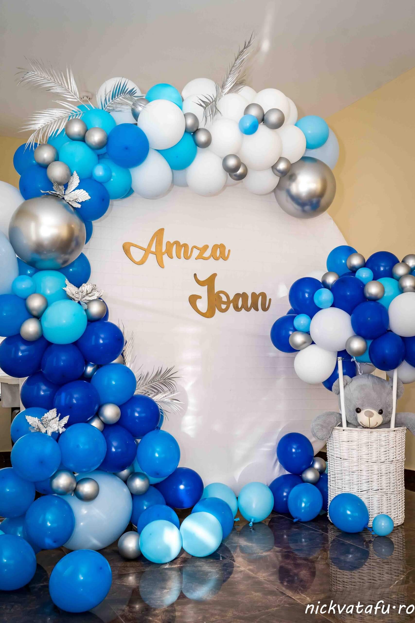 aranjamente baloane botez panou nume